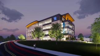 Outside of Martin-Gatton Agricultural Science Building at night