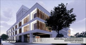 Mockup of White Hall Classroom Building southeast entrance