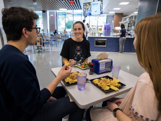 Students eating in the dining hall