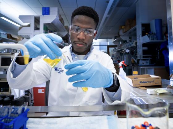 Student conducting research in the lab