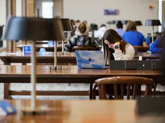 Student in the library