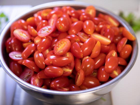 Photo of chopped grape tomatoes