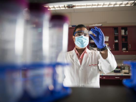 Photo of researcher in lab